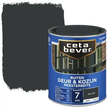CetaBever Meesterbeits Deur & Kozijn zijdeglans dekkend RAL 7021 zwartgrijs 750 ml