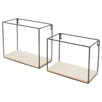 Duraline muur kubussen staal/hout set 2 stuks
