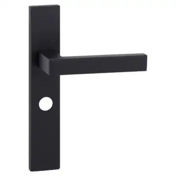 Karwei deurkruk set Chelsea recht schild vrij-bezet sluiting 63/8 mm zwart RVS