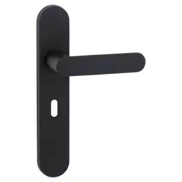 Karwei deurkruk set Bolton ovaal schild sleutelgat 56 mm zwart RVS