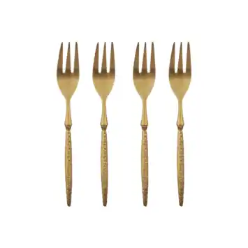 Gebaksvork set van 4 lichtgoud