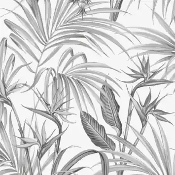 Vliesbehang strelitzia grijs (dessin 111740)