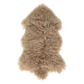 Schapenvacht Vloerkleed Taupe Gekruld 80 mm 100x70 cm