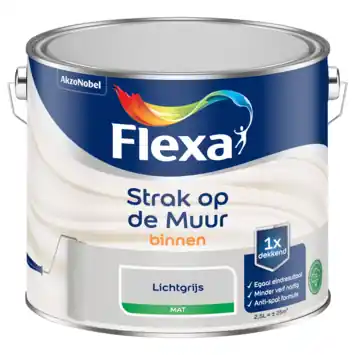 Flexa Strak op de Muur muurverf mat licht grijs 2,5 liter
