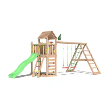 Speeltoestel Jungle Gym Safari douglas met glijbaan groen en 2-klimrek module