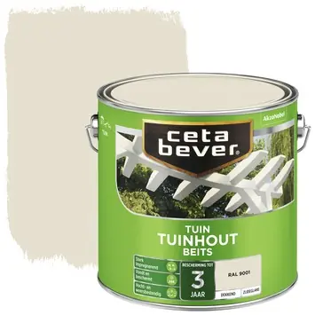 CetaBever Tuinhoutbeits zijdeglans dekkend RAL 9001 crème wit 2,5 liter