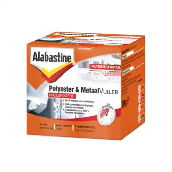 Alabastine polyester en metaal vulmiddel set gebroken wit 300 g