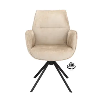 Eetkamerstoel Onne Movie desert beige chenille stof met armleuning