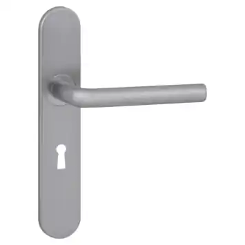 Karwei deurkruk set Gino ovaal schild sleutelgat 56 mm RVS look aluminium