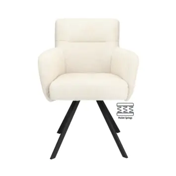 Eetkamerstoel Dane Mito naturel beige chenille stof met armleuning