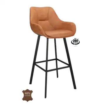 Barkruk Didi cognac leer met armleuning