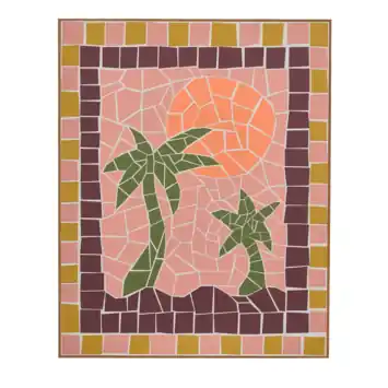Muurdecoratie palmboom roze FSC Mix - l40xb50xh3cm