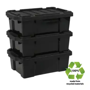 Iris Powerbox Robuust Opbergbox - 25L - 100% Recycled Kunststof - Zwart - Set van 3