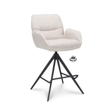 Barkruk Iris Alpine natural beige bouclé stof met armleuning