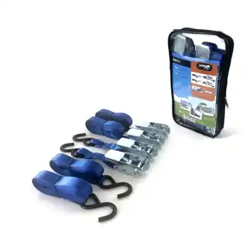 Jumbo spanbanden set met S-haken en eindloos - blauw - 4 stuks