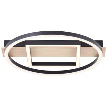 Brilliant plafondlamp Maureen 24W 2500lm zwart/hout