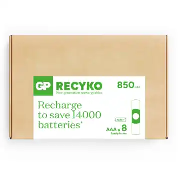 GP Batterij Oplaadbaar AAA NiMH 850 mAh ReCyko 1,2V 8 stuks