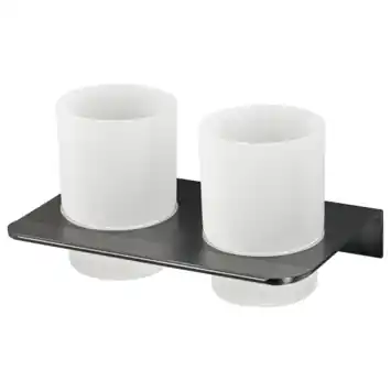 Haceka dubbele tandenborstelhouder beker Redefine aluminium mat zwart
