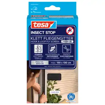 tesa Insect Stop raamhor met klittenband Comfort 130 x 130 cm zwart
