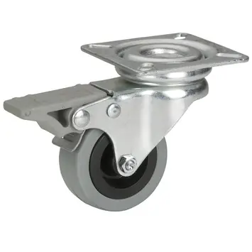 Zwenkwiel + rem rubber met plaatbevestiging 50mm tot 35kg