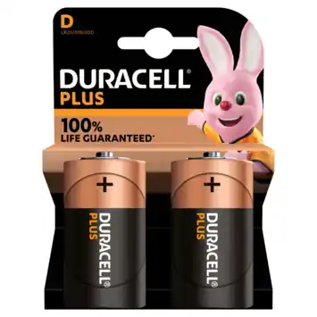 Duracell Batterij D Alkaline Plus 2 stuks