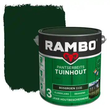 Rambo Pantserbeits Tuinhout zijdeglans dekkend bosgroen 2,5 liter