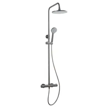 Atlantic regendoucheset Asher met handdouche 3 standen en thermostaatkraan gunmetal - hartafstand kraan 15 cm