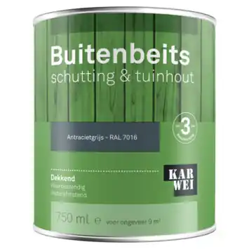 KARWEI buitenbeits schutting & tuinhout dekkend RAL 7016 antracietgrijs 750 ml