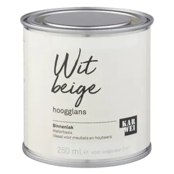 Karwei kleurtester binnenlak hoogglans wit beige 250 ml