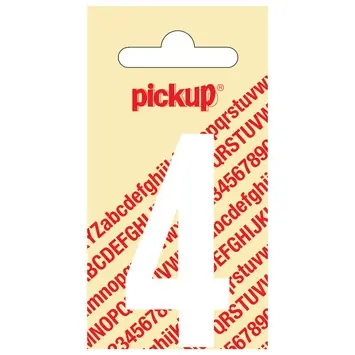 Pickup plakcijfer 4 wit mat 60 mm