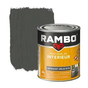 Rambo pantserlak interieur transparant mat antraciet grijs 750 ml