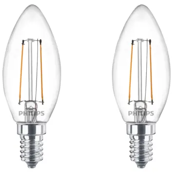 Philips LED kaars E14 2 stuks filament helder niet dimbaar