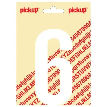 Pickup plakcijfer 6 wit mat 120 mm