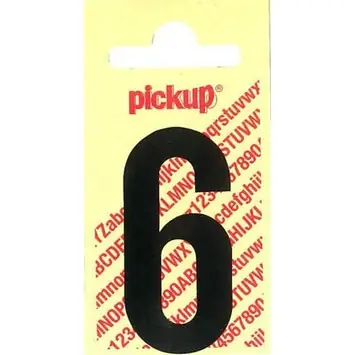 Pickup plakcijfer 6 60 mm zwart