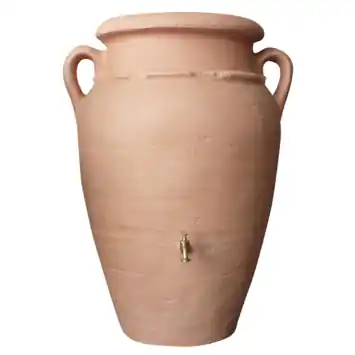 Garantia regenton Amfoor 250L antiek terracotta kunststof 79 x 79 x 108 cm met kraantje en vulautomaat