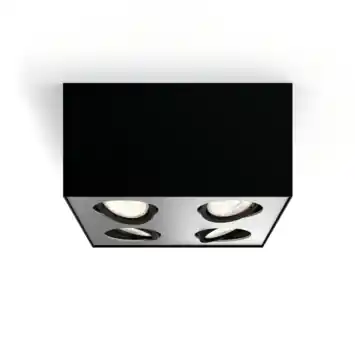 Philips opbpouwspot Box zwart - Incl 4X LED 4,5W WarmGlow dimbaar