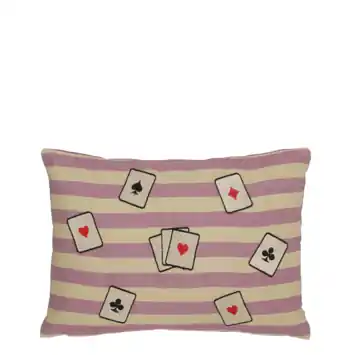 Kussen streep kaartenspel lila 35 x 25 cm