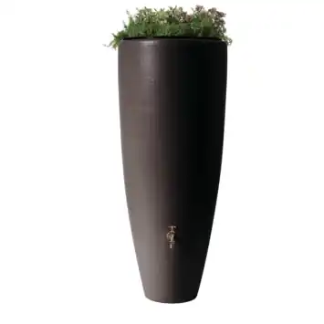 Garantia regenton 2 in 1 met plantenbak 300 L mokka kunststof 62 x 62 x 145 cm met kraantje en vulautomaat
