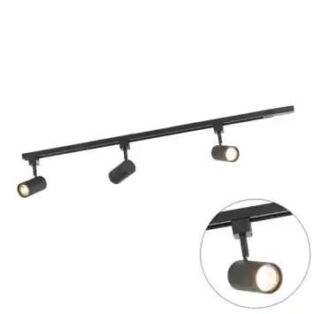 QAZQA 3-spot railsysteem Jeana 50W GU10 zwart metaal 100 cm
