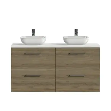 Tiger badkamermeubel Studio 120cm chalet eik/witte waskom met ronde greep