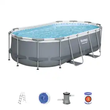 Bestway zwembad Power Steel ovaal grijs 424 x 250 x 100 cm met pomp